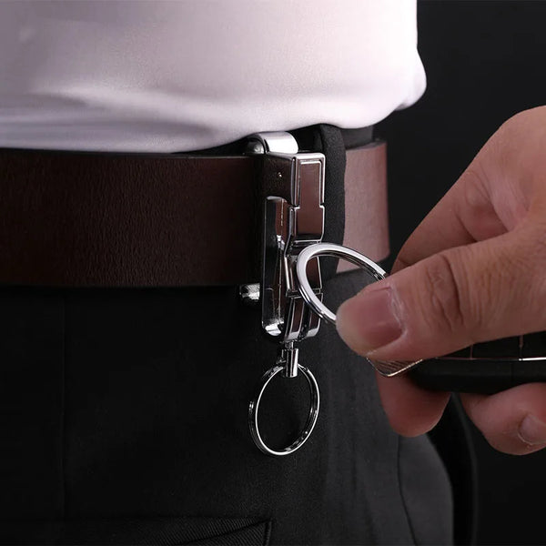 Metal Double Ring Detachable Belt Key Link Stylish Keychain