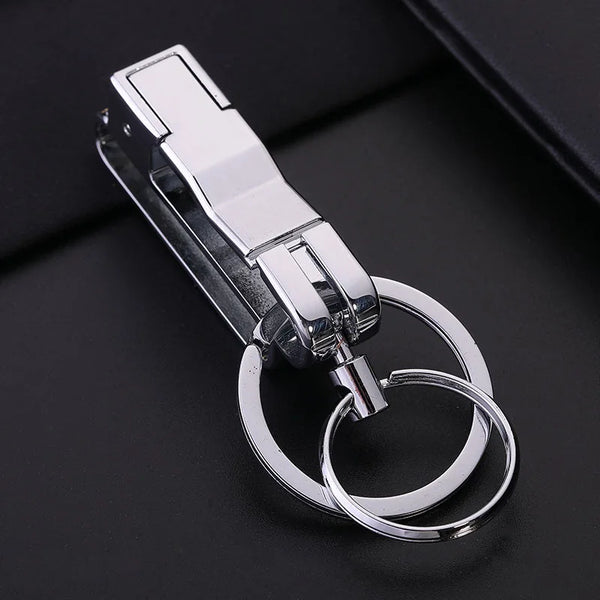 Metal Double Ring Detachable Belt Key Link Stylish Keychain